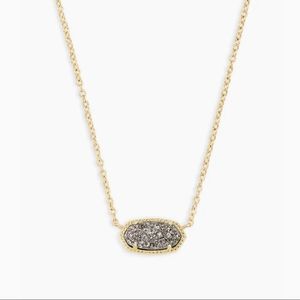 Kendra Scott Elisa Gold Pendant Necklace in Platinum Drusy